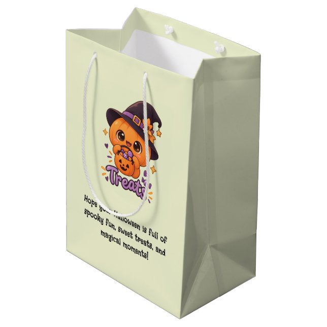 Cute Pumpkin Character 🎃🧡 Medium Gift Bag (Back Angled)