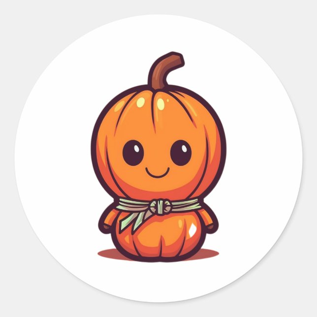Cute pumpkin classic round sticker (Front)