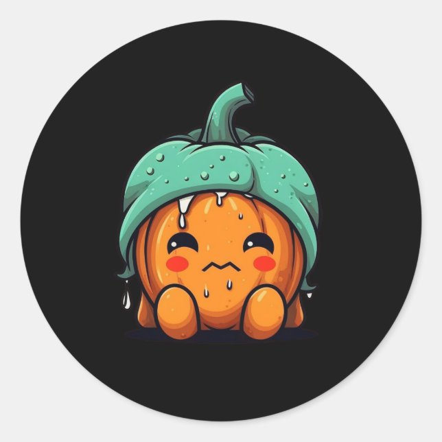 Cute pumpkin classic round sticker (Front)