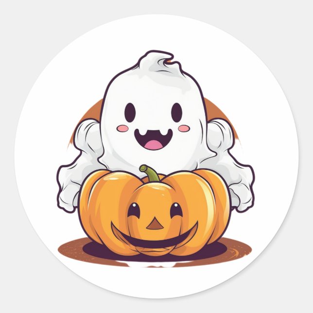 Cute pumpkin classic round sticker (Front)