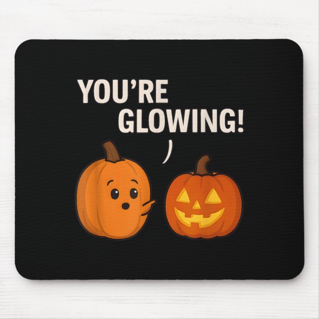 Cute Pumpkin Compliment _ Glowing Halloween Design Mouse Mat (Front)