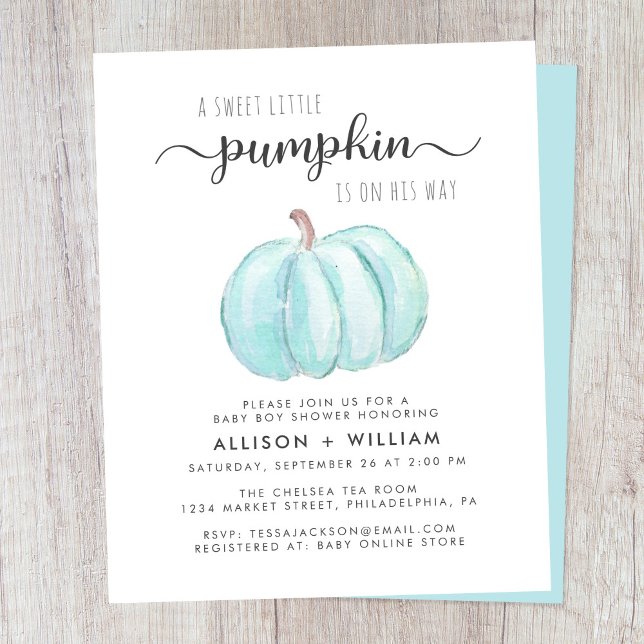 Cute Pumpkin Couples Baby Boy Shower Invitation (Creator Uploaded)