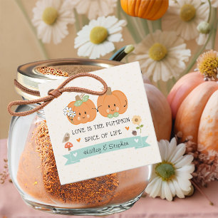 Cute Pumpkin Couples Shower and Wedding Favour Tags