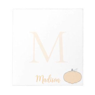 Cute Pumpkin Custom Name Initial Notepad