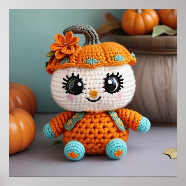 Cute Pumpkin Doll Crochet: Autumn Amigurumi Pastel Poster (Front)