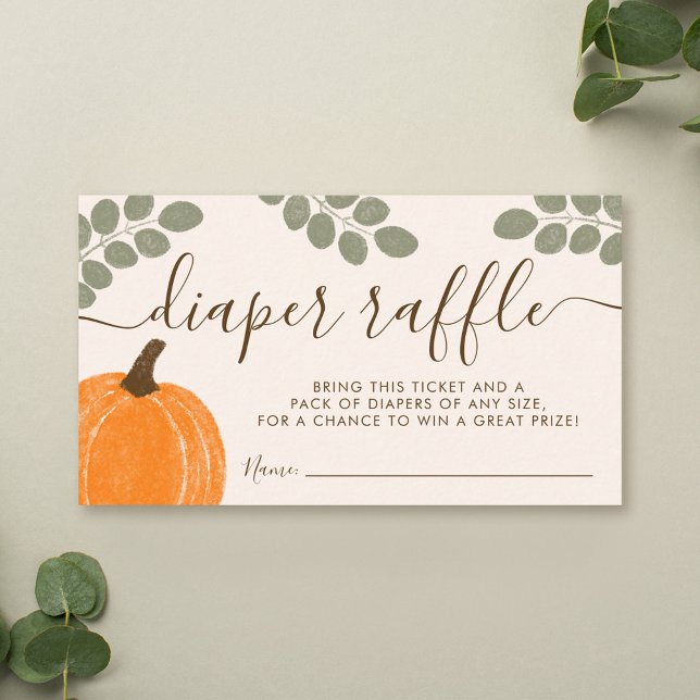Cute Pumpkin Eucalyptus Fall Diaper Raffle Enclosure Card (Creator Uploaded)
