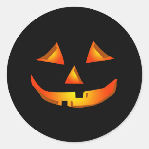 Cute Pumpkin Face Halloween Jack O Lantern Classic Round Sticker