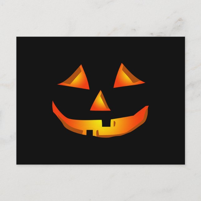 Cute Pumpkin Face Halloween Jack O Lantern Postcard (Front)