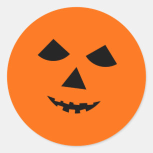 Cute Pumpkin Face Jack o Lantern Halloween Classic Round Sticker