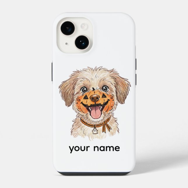 Cute Pumpkin Face Paint Dog Halloween Coloured Pen iPhone Case (Back)