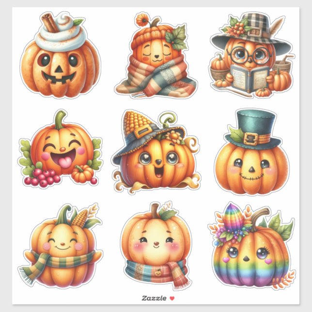 Cute Pumpkin Face Sticker Sheet (Sheet)