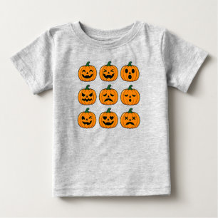 Cute Pumpkin Faces Halloween Design Baby T-Shirt