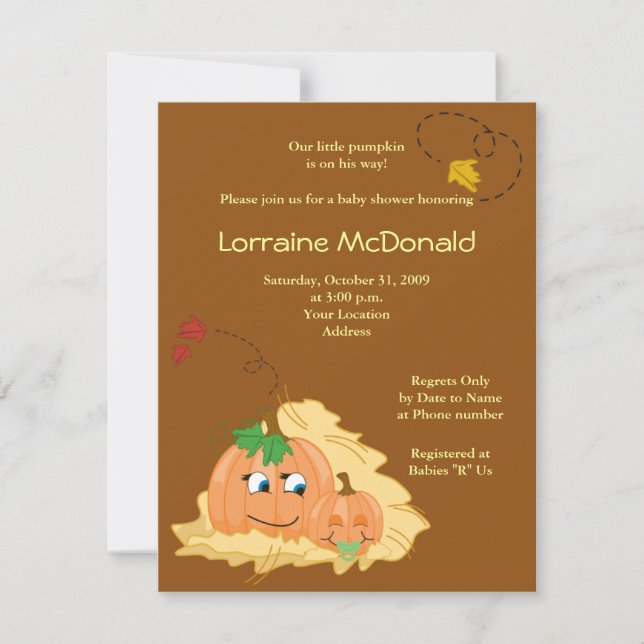 Cute Pumpkin Fall Autumn Baby Shower Invitation (Front)
