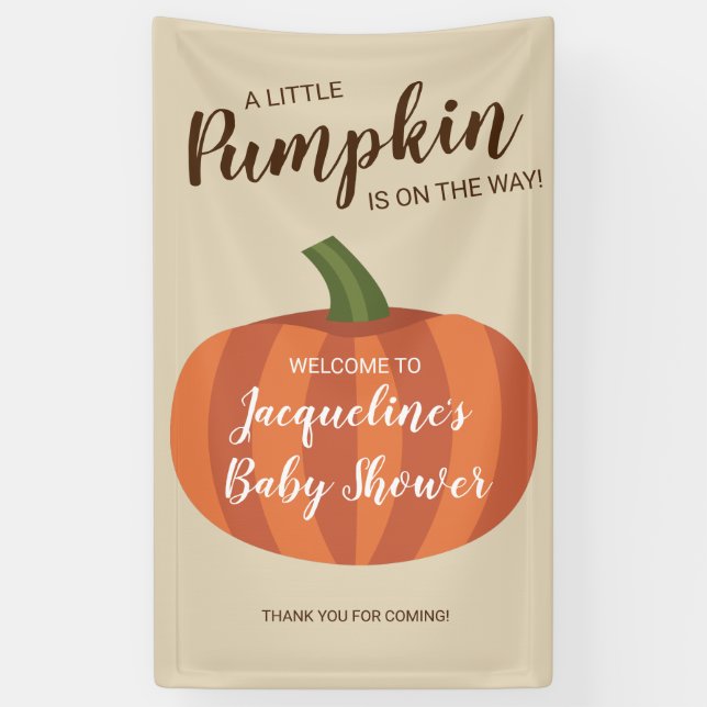 Cute Pumpkin Fall Autumn Welcome to Baby Shower Banner (Vertical)