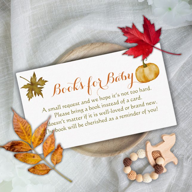 Cute Pumpkin Fall Baby Shower Book Request  Enclosure Card (Creator Uploaded)