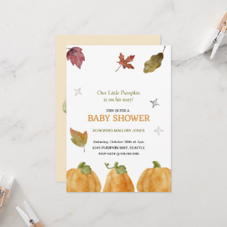 Cute Pumpkin Fall Baby Shower Invitation 