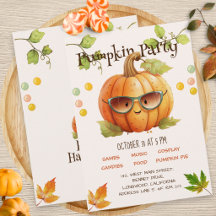 Cute Pumpkin Fall Birthday Halloween Party