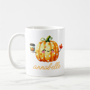 Cute Pumpkin Fall Custom Name   Cozy Autumn Coffee Coffee Mug