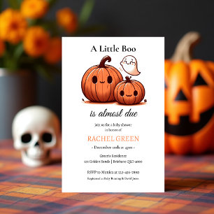 Cute Pumpkin Fall Halloween-Themed Baby Shower Invitation