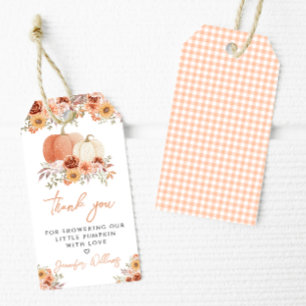 Cute Pumpkin Floral Baby Shower Thank you tags