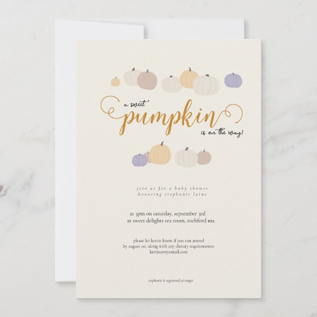 Cute Pumpkin Gender Neutral Baby Shower Invitation (Front)