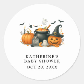 Cute Pumpkin Gender Neutral Halloween Baby Shower Classic Round Sticker