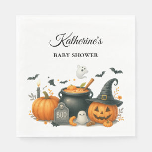 Cute Pumpkin Gender Neutral Halloween Baby Shower Napkin