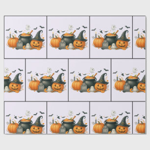 Cute Pumpkin Gender Neutral Halloween Baby Shower Wrapping Paper