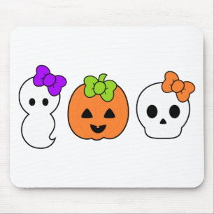 Cute Pumpkin, Ghost and Skull Mouse Mat