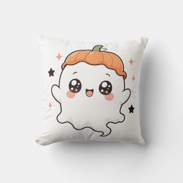: Cute Pumpkin Ghost Tee Cushion (Front)