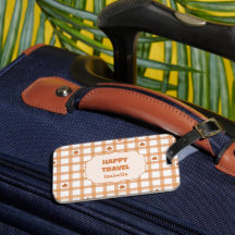 Cute Pumpkin Gingham Happy Travel