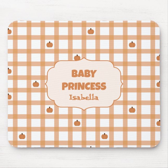 Cute Pumpkin Gingham Mouse Pad (Front)
