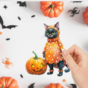 Cute Pumpkin Girls and Cats Sticker