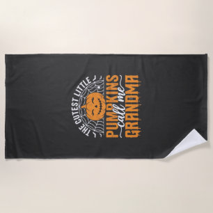 Cute Pumpkin Grandma Halloween Design_1 Beach Towel
