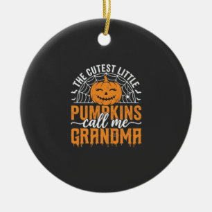 Cute Pumpkin Grandma Halloween Design_1 Ceramic Tree Decoration