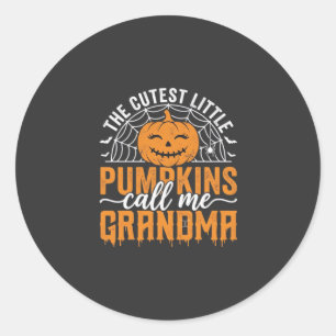 Cute Pumpkin Grandma Halloween Design_1 Classic Round Sticker