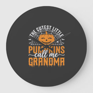 Cute Pumpkin Grandma Halloween Design_1 Large Clock
