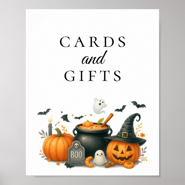 Cute Pumpkin Halloween Baby Shower Card & Gift Poster (Front)