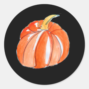 Cute Pumpkin Halloween black and orange Classic Round Sticker