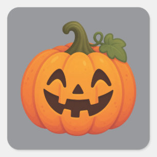 Cute Pumpkin Halloween Cartoon Illustration Square Sticker