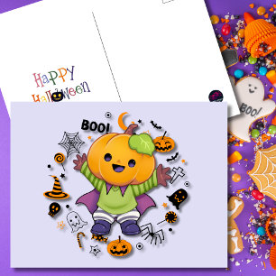 Cute Pumpkin Halloween Character Holiday Postcard