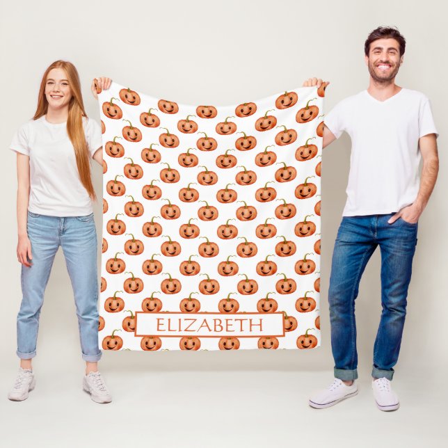 Cute Pumpkin Halloween Custom Fleece Blanket (In Situ)