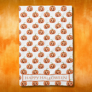 Cute Pumpkin Halloween Custom Tea Towel