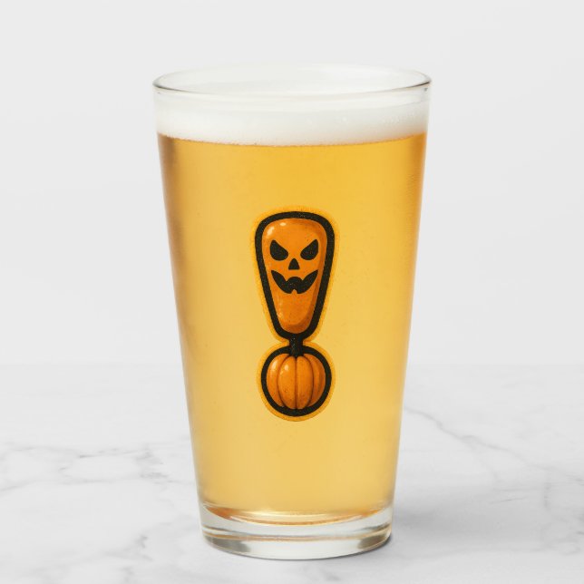 Cute Pumpkin Halloween Exclamation Mark Glass (Front Filled)