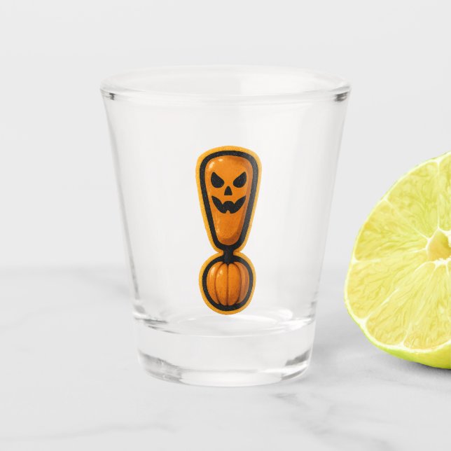 Cute Pumpkin Halloween Exclamation Shot Glass (Front)