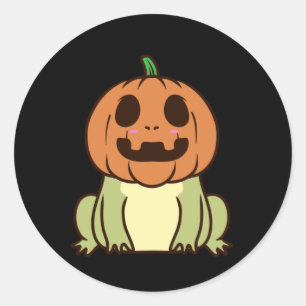 Cute Pumpkin Halloween Frog Classic Round Sticker