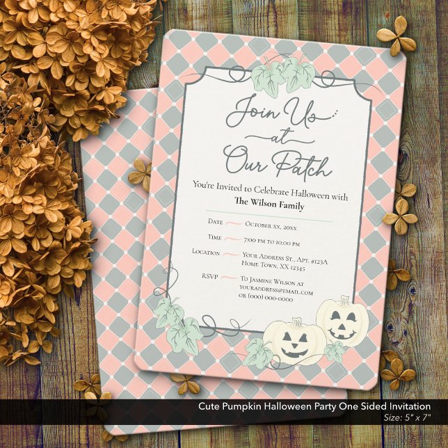 Cute Pumpkin Halloween Party One Sided Invitation (Cute Country Pumpkin Halloween Party Invitation–One Sided Design)