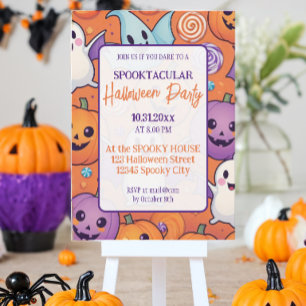 Cute pumpkin Halloween Party Orange Purple Invitation