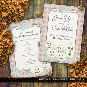 Cute Pumpkin Halloween Party Two Sided Invitation