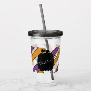 Cute Pumpkin Halloween Purple Pattern Acrylic  Tumbler